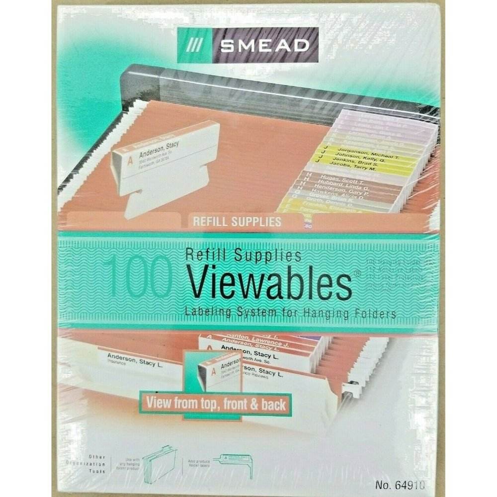 Smead 100 Viewables Refill Supplies Labeling System For Hanging Folders 64910
